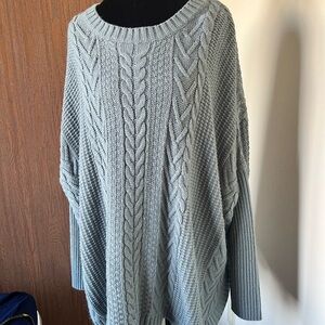 Natural Reflections Gray Crew Neck Sweater with Cable Knit